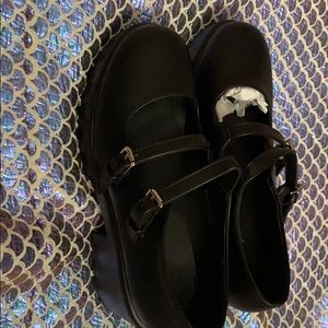 New Mary Jane double strap black platform